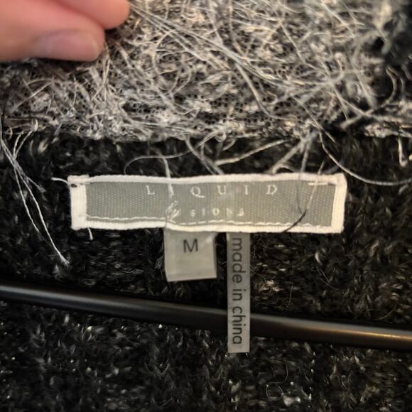 Liquid by Sioni EUC Womens Asymmetric Flared Sleeve Patchwork Cardigan Sweater M - Picture 3 of 6